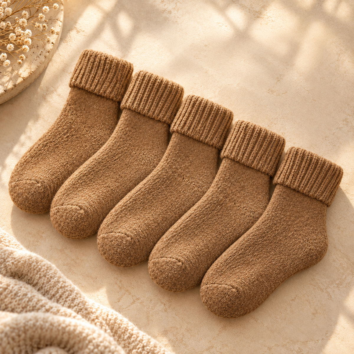 Tailorapaw® Fleece Lined Ribbed Crew Socks, Cozy Warm