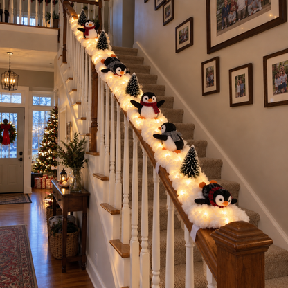 Tailorapaw® Playful Penguin Snowy Stair Railing Decor upsell