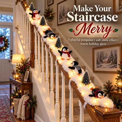 Tailorapaw® Playful Penguin Snowy Stair Railing Decor upsell