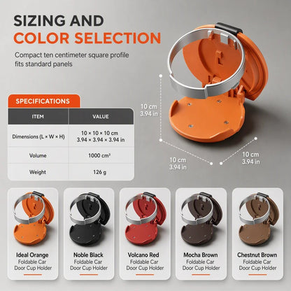 Tailorapaw® Foldable Car Cup Holder with Hook, Space-Saving Vehicle Drink Holder for Bottles, Coffee Cups & Tumblers
