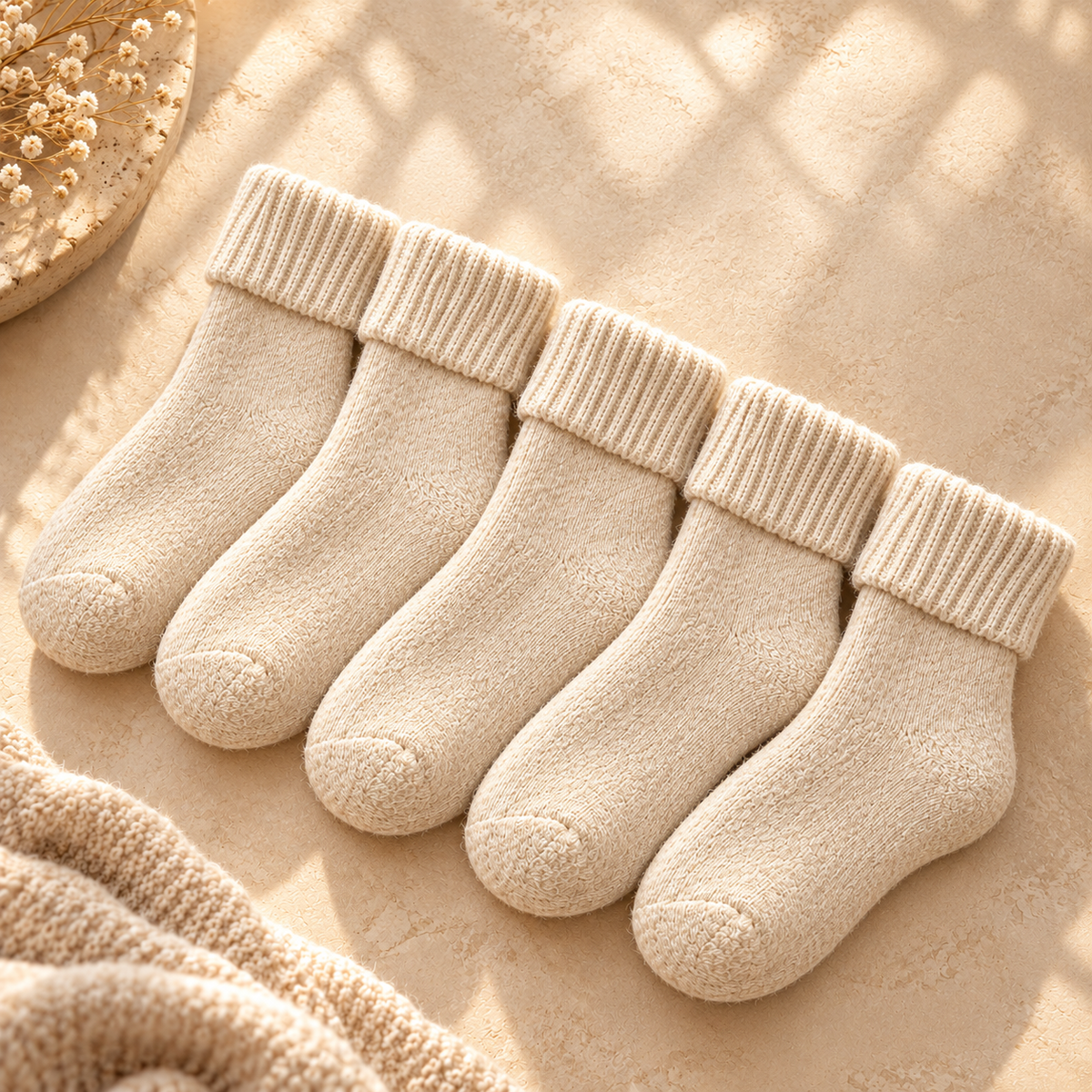 Tailorapaw® Fleece Lined Ribbed Crew Socks, Cozy Warm