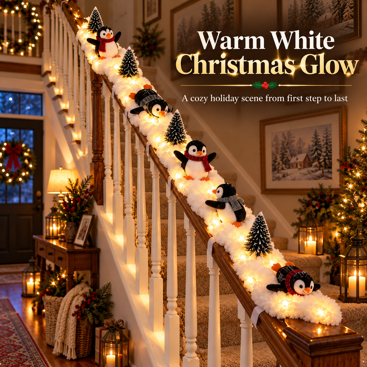 Tailorapaw® Playful Penguin Snowy Stair Railing Decor upsell