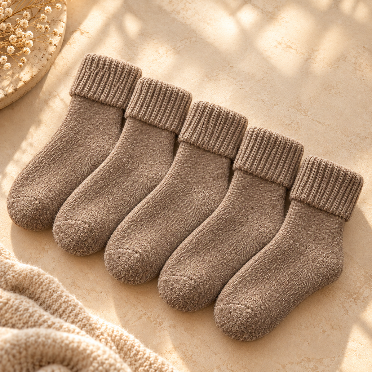 Tailorapaw® Fleece Lined Ribbed Crew Socks, Cozy Warm