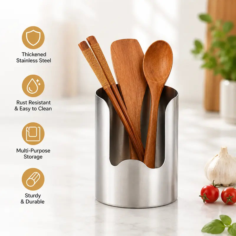 Tailorapaw® Thickened Stainless Steel Utensil Organizer, Rust Resistant Easy to Clean