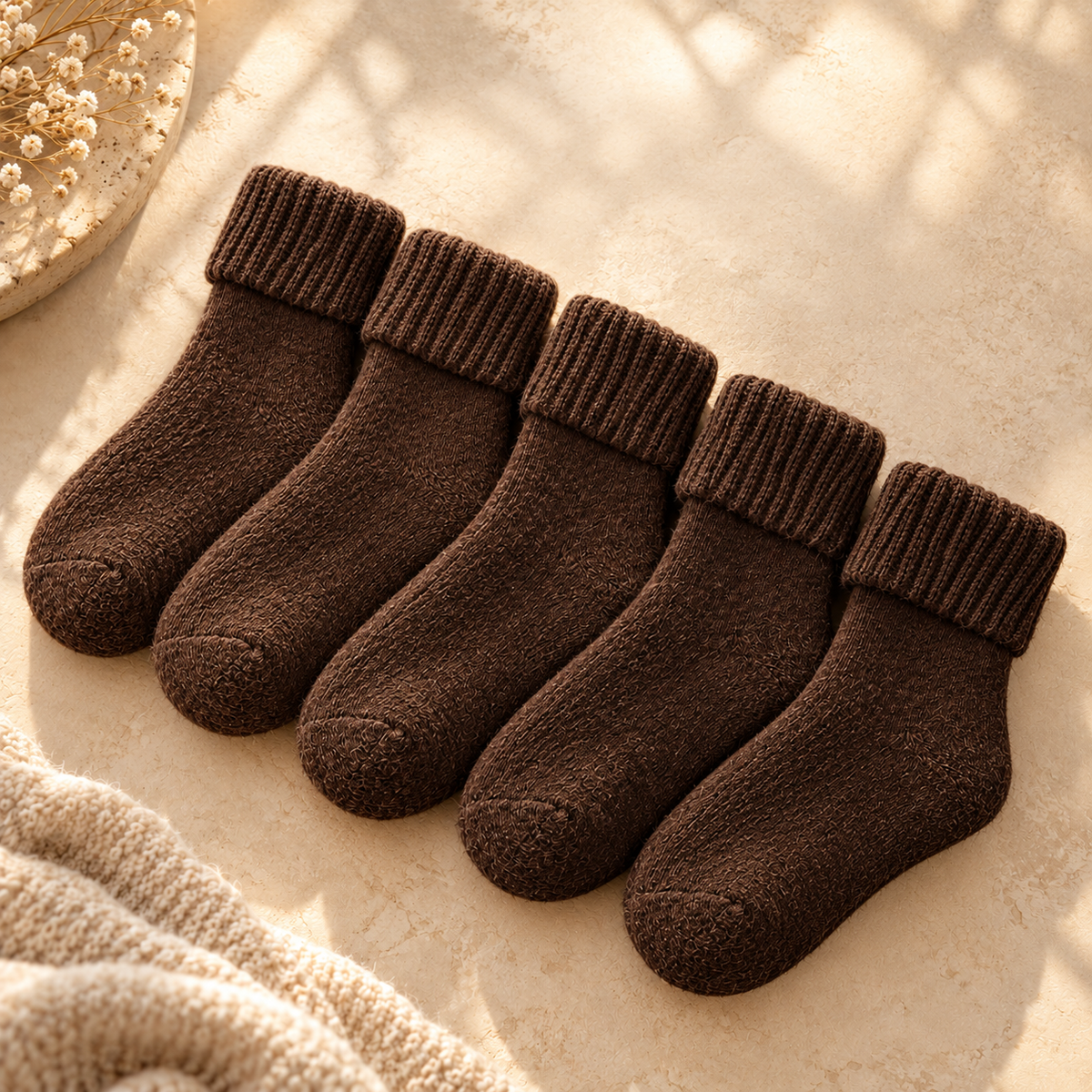 Tailorapaw® Fleece Lined Ribbed Crew Socks, Cozy Warm