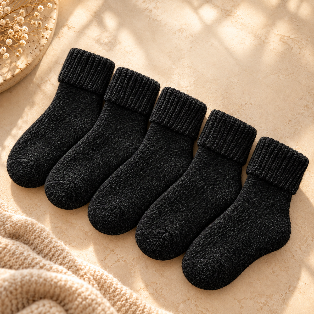 Tailorapaw® Fleece Lined Ribbed Crew Socks, Cozy Warm