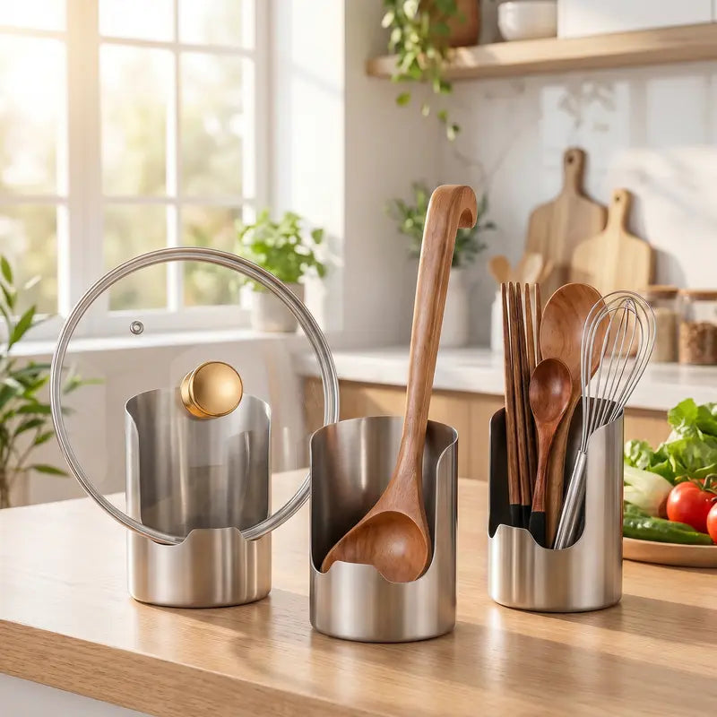 Tailorapaw® Thickened Stainless Steel Utensil Organizer, Rust Resistant Easy to Clean