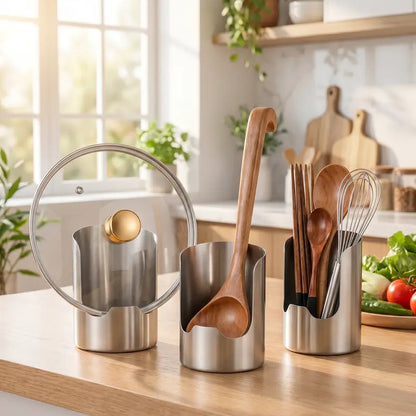 Tailorapaw® Thickened Stainless Steel Utensil Organizer, Rust Resistant Easy to Clean