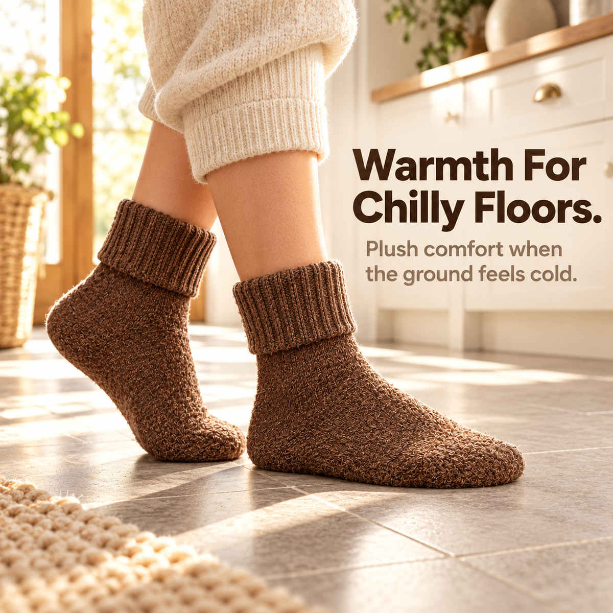 Tailorapaw® Fleece Lined Ribbed Crew Socks, Cozy Warm
