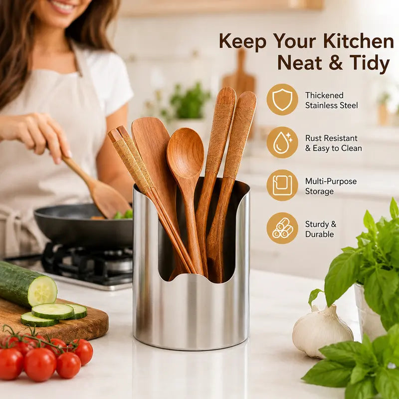 Tailorapaw® Thickened Stainless Steel Utensil Organizer, Rust Resistant Easy to Clean