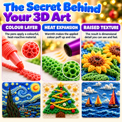 Tailorapaw® 3D Magic Pen – Create Puffy 3D Art with Every Stroke!🎄Creative Christmas Gift | DIY Bubble Drawing Fun upsell
