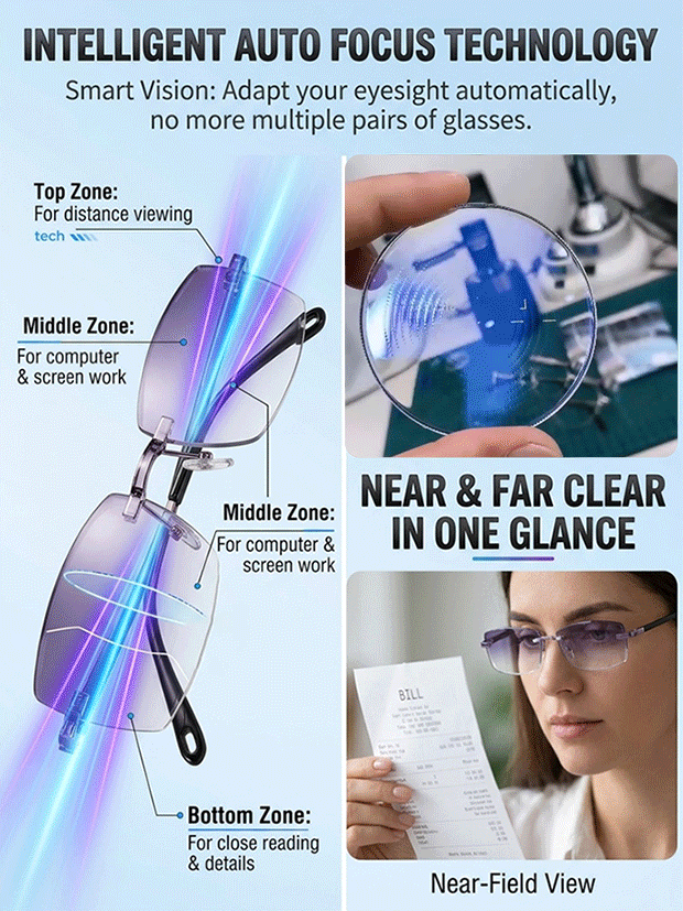 Tailorapaw® Smart Zoom Diamond-Cut Reading Glasses