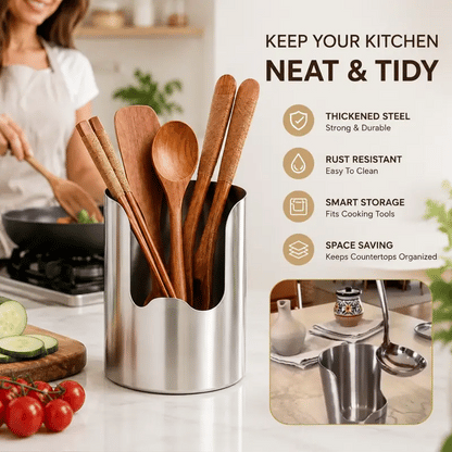 Tailorapaw® Thickened Stainless Steel Utensil Organizer, Rust Resistant Easy to Clean