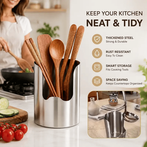 Tailorapaw® Thickened Stainless Steel Utensil Organizer, Rust Resistant Easy to Clean