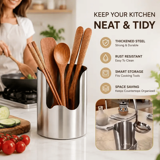 Tailorapaw® Thickened Stainless Steel Utensil Organizer, Rust Resistant Easy to Clean