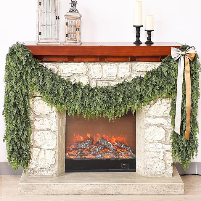 Tailorapaw® Artificial Cedar Garland 🇺🇸 Green Pine Garland – Perfect for Indoor & Outdoor Christmas Decorations