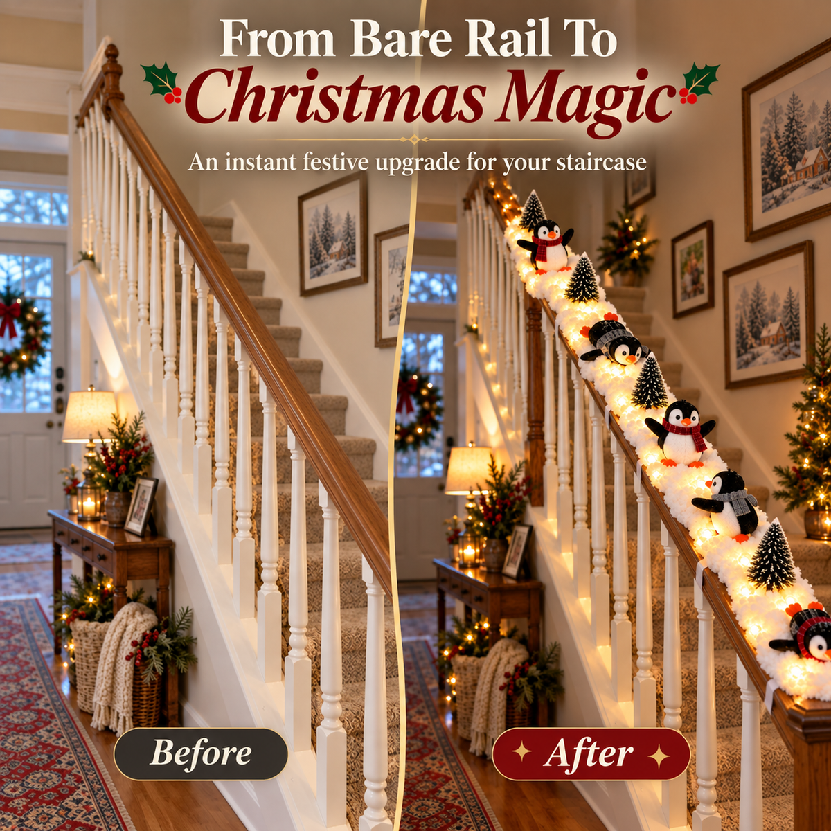 Tailorapaw® Playful Penguin Snowy Stair Railing Decor upsell