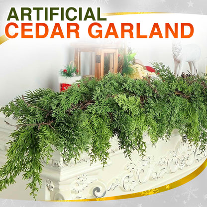 Tailorapaw® Artificial Cedar Garland 🇺🇸 Green Pine Garland – Perfect for Indoor & Outdoor Christmas Decorations