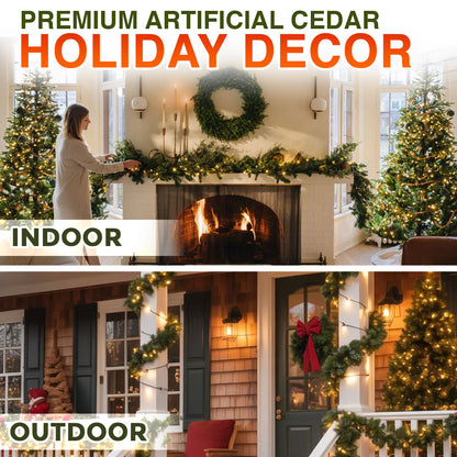 Tailorapaw® Artificial Cedar Garland 🇺🇸 Green Pine Garland – Perfect for Indoor & Outdoor Christmas Decorations