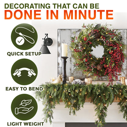 Tailorapaw® Artificial Cedar Garland 🇺🇸 Green Pine Garland – Perfect for Indoor & Outdoor Christmas Decorations