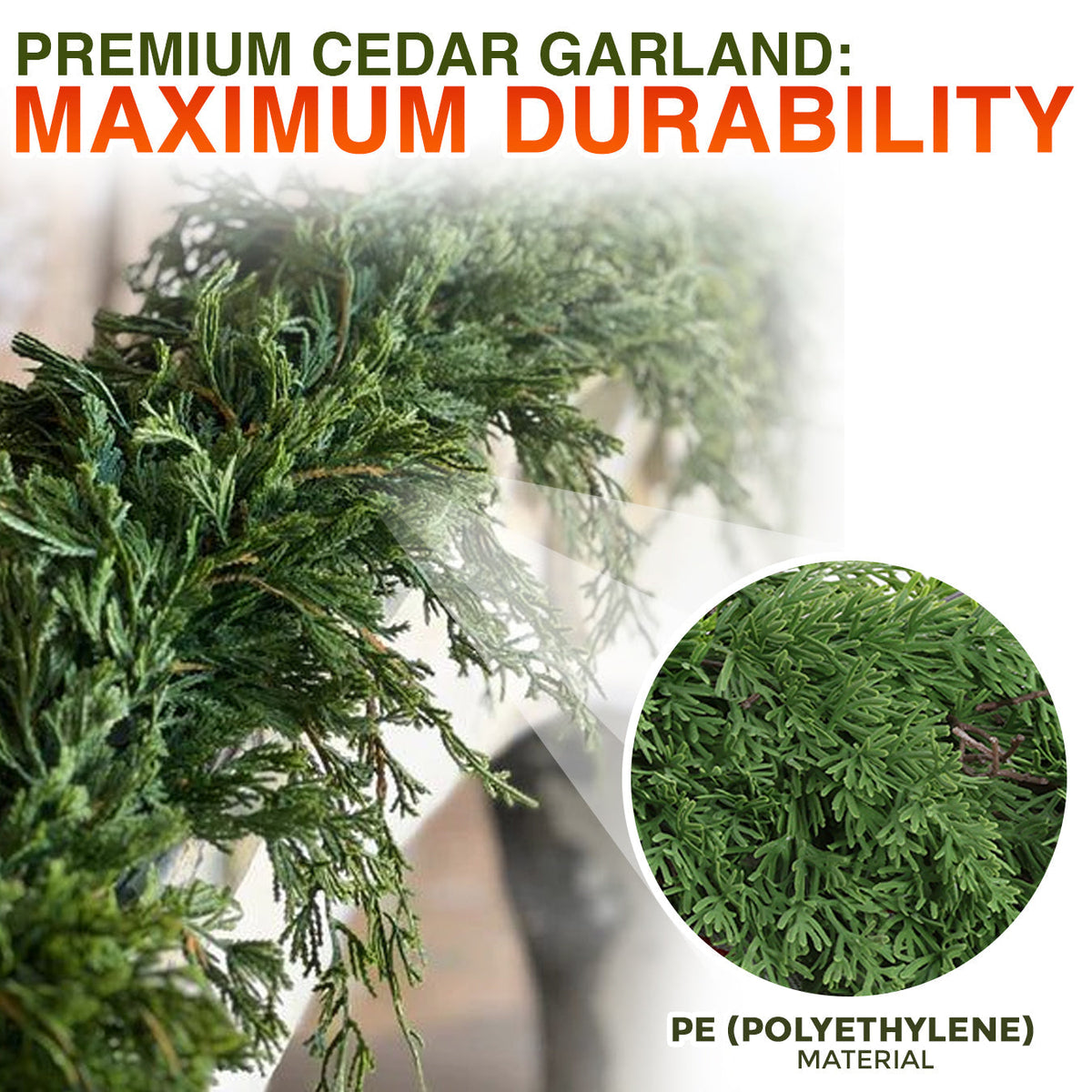 Tailorapaw® Artificial Cedar Garland 🇺🇸 Green Pine Garland – Perfect for Indoor & Outdoor Christmas Decorations
