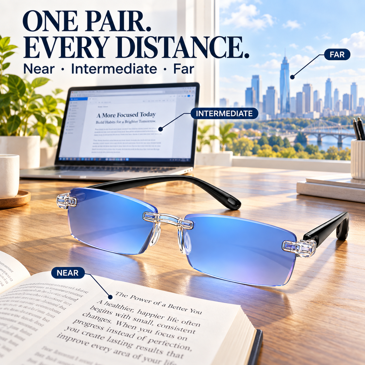 Tailorapaw® Smart Focus Blue Light Reading Glasses