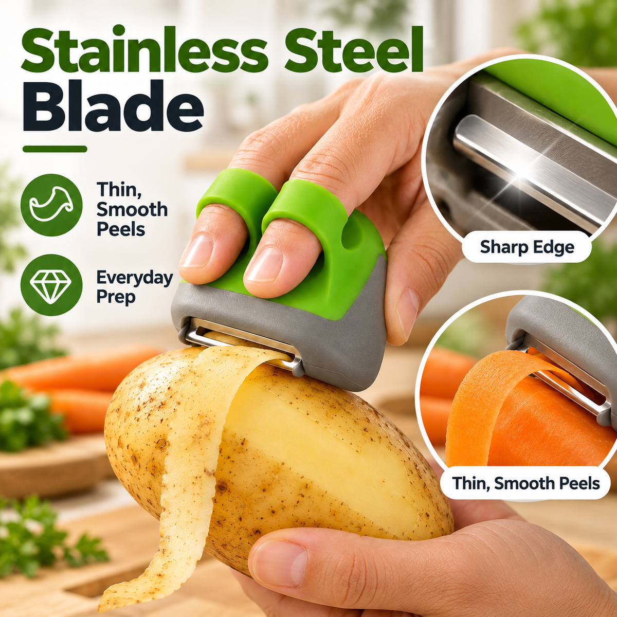 Tailorapaw®  Palm Vegetable Peeler Set – Soft Grip Handheld Fruit & Veggie Peeler