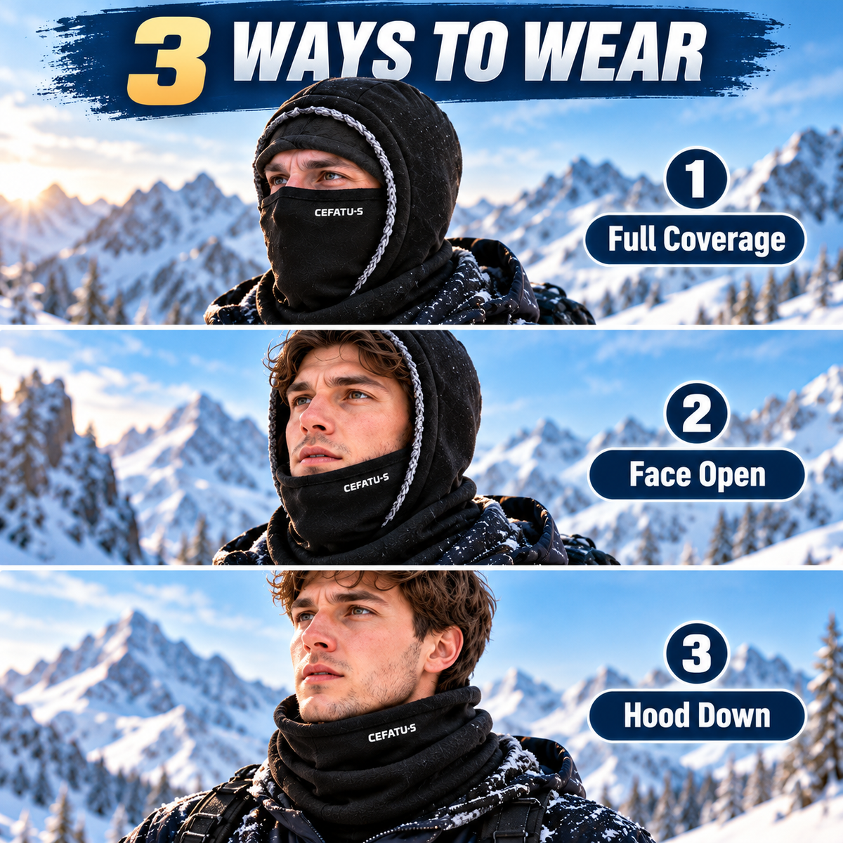 Tailorapaw® ThermaFleece Balaclava – Windproof 3-in-1 Winter Hat, Mask & Neck Warmer