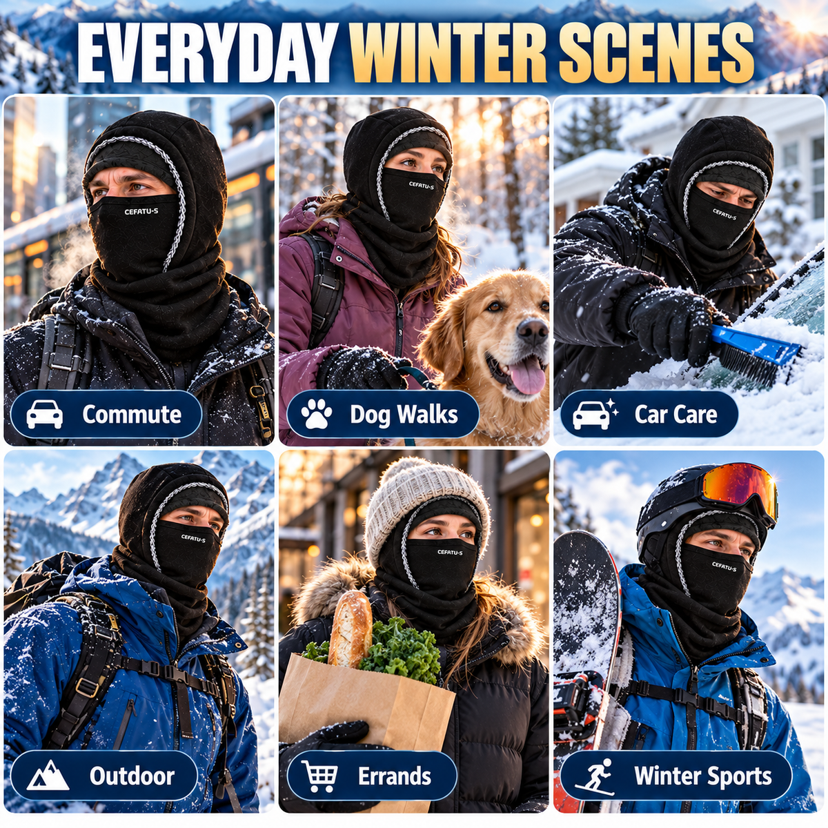 Tailorapaw® ThermaFleece Balaclava – Windproof 3-in-1 Winter Hat, Mask & Neck Warmer