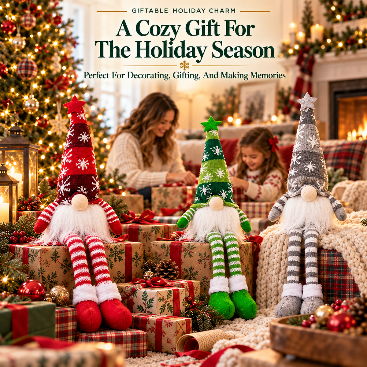 Tailorapaw® Light-Up Christmas Gnome Doll – Cute Holiday Home Decoration
