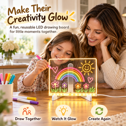Tailorapaw® Creative Rewritable Acrylic LED Message Board 🎨 (set come with 7 Pens)