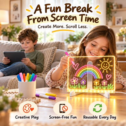 Tailorapaw® Creative Rewritable Acrylic LED Message Board 🎨 (set come with 7 Pens)