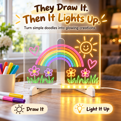 Tailorapaw® Creative Rewritable Acrylic LED Message Board 🎨 (set come with 7 Pens)