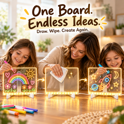 Tailorapaw® Creative Rewritable Acrylic LED Message Board 🎨 (set come with 7 Pens)