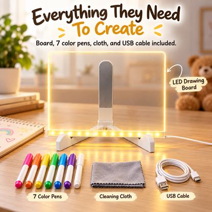 Tailorapaw® Creative Rewritable Acrylic LED Message Board 🎨 (set come with 7 Pens)