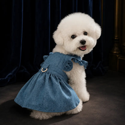 Tailorapaw Denim Dog Harness Dress