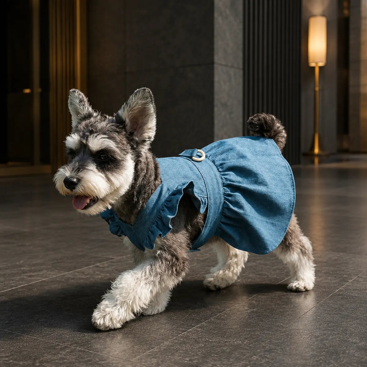 Tailorapaw Denim Dog Harness Dress