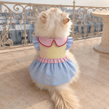 Tailorapaw Colorblock Plaid Cat Dress