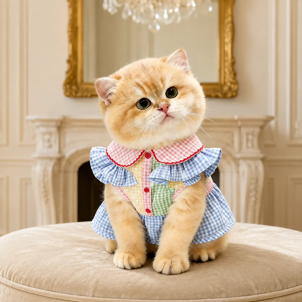 Tailorapaw Colorblock Plaid Cat Dress