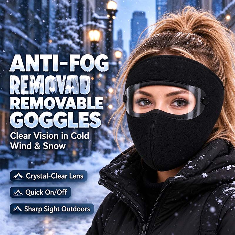 Tailorapaw® Fleece-Lined Winter Face Mask with Detachable Goggles