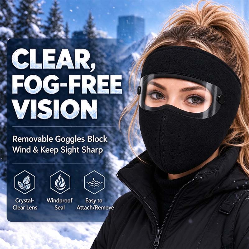 Tailorapaw® Fleece-Lined Winter Face Mask with Detachable Goggles