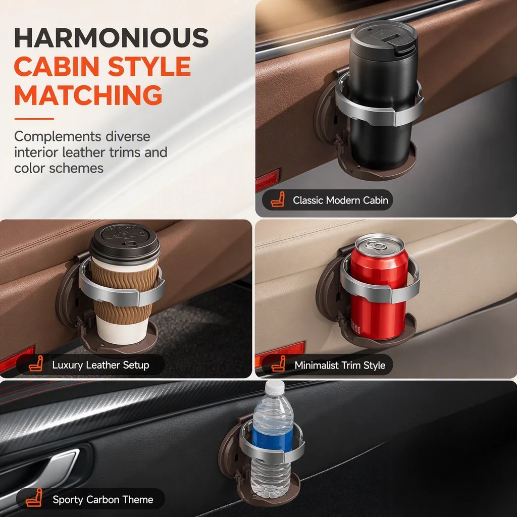 Tailorapaw® Foldable Car Cup Holder with Hook, Space-Saving Vehicle Drink Holder for Bottles, Coffee Cups & Tumblers