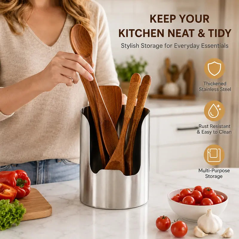 Tailorapaw® Thickened Stainless Steel Utensil Organizer, Rust Resistant Easy to Clean