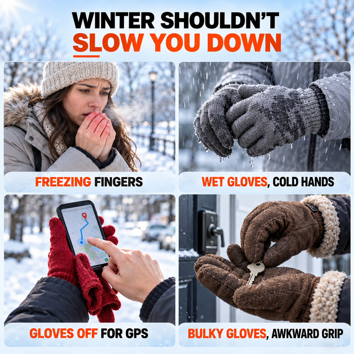 Tailorapaw® Thermal Winter Gloves for Men & Women – Windproof, Touchscreen & Non-Slip Grip for Cycling and Outdoor Activities