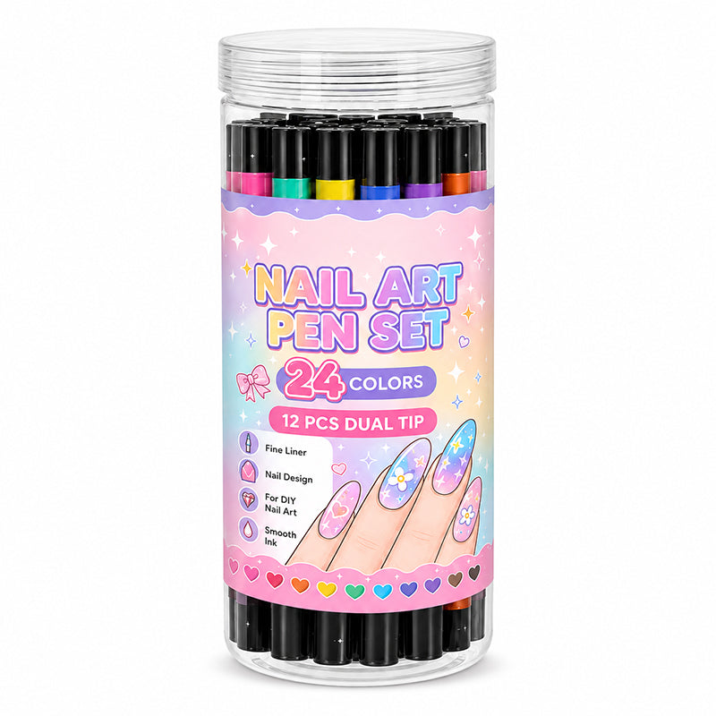 Tailorapaw® 24 Colors Dual Ended Nail Art Pens Set – Creative, Salon‑Quality, Easy DIY ✨