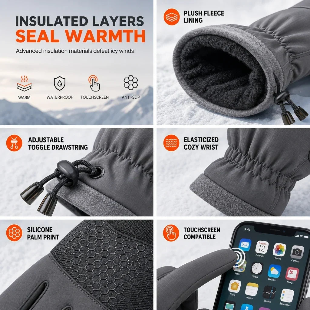 Tailorapaw® Thermal Winter Gloves for Men & Women – Windproof, Touchscreen & Non-Slip Grip for Cycling and Outdoor Activities
