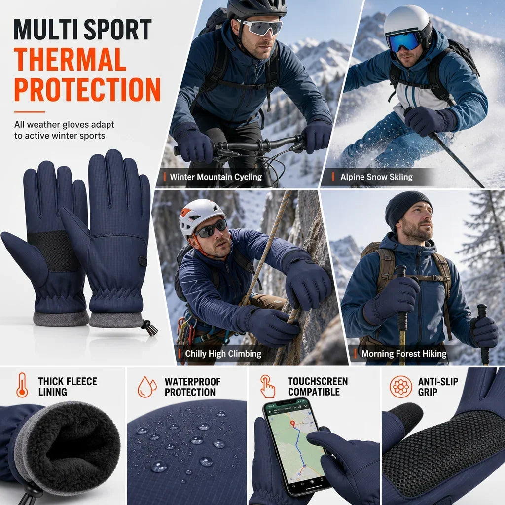 Tailorapaw® Thermal Winter Gloves for Men & Women – Windproof, Touchscreen & Non-Slip Grip for Cycling and Outdoor Activities